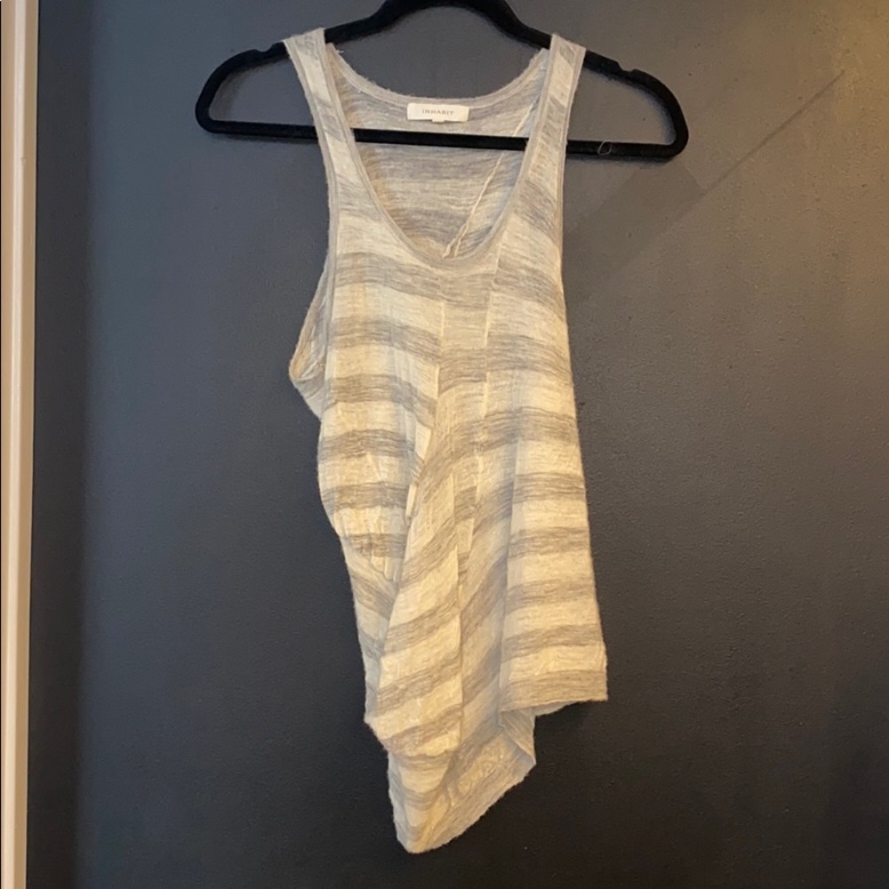 INHABIT Asymmetrical Striped Top NWOT Size XS